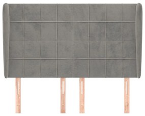 Κεφαλάρι με Πτερύγια Ανοιχτό Γκρι 147x23x118/128 εκ. Βελούδινο 3118004