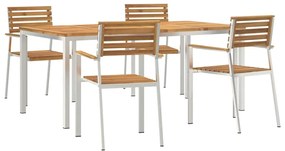 vidaXL Σέτ φαγητού για κήπο 5 pcs Καφέ Στερεό Ξύλο Ακακίας