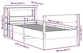 ΣΚΕΛΕΤΟΣ ΚΡΕΒ. ΧΩΡΙΣ ΣΤΡΩΜΑ ΚΑΦΕ ΚΕΡΙΟΥ 90X200 ΕΚ ΜΑΣΙΦ ΠΕΥΚΟ 3306197