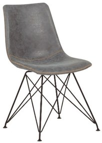 PANTON Καρέκλα Μέταλλο Βαφή Μαύρη, PU Vintage Grey