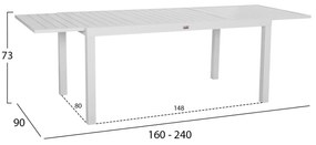 Σετ Κήπου Τραπεζαρία KRUM C21147 Τραπέζι με 6 Πολυθρόνες Λευκό Αλουμίνιο 160x90x73 εκ.