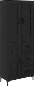 vidaXL Highboard με συρτάρι 2 pcs Μαύρη Οξυά Επεξεργασμένο ξύλο