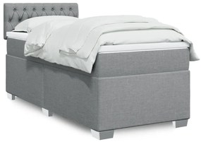 vidaXL Κρεβάτι Boxspring με Στρώμα Ανοιχτό Γκρι 90x190 εκ. Υφασμάτινο