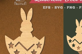 Σετ των 2 Intra απο ξύλο plywood 3mm-4mm πάχος Διακόσμηση λαγουδάκι με λέιζερ με αυγά 3 Δίασταση 15x15 cm INTRAFABR-119432346