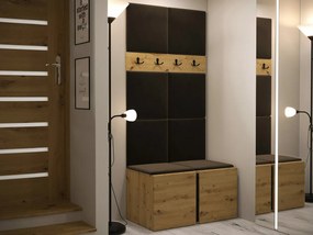Σετ διαδρόμου Hartford 267, 186x84x46cm, 27 kg, Artisan βελανιδιά, Καφέ, Πλαστικοποιημένη μοριοσανίδα, Ταπισερί, Εντοιχισμένη, Τοίχου | Epipla1.gr