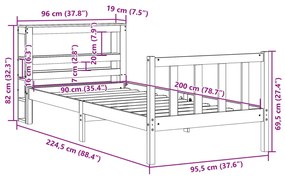 ΣΚΕΛΕΤΟΣ ΚΡΕΒΑΤΙΟΥ ΧΩΡΙΣ ΣΤΡΩΜΑ 90X200 ΕΚ ΜΑΣΙΦ ΞΥΛΟ ΠΕΥΚΟΥ 3305755