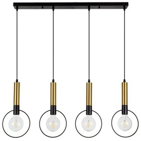 Φωτιστικό Οροφής Olvero 00775 4xΕ27 Με Πλέγμα 90x18x130cm Black-Gold GloboStar