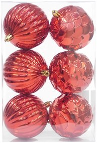 Σετ 6 τεμ. Χριστουγεννιάτικες Μπάλες Κόκκινες σε 2 Σχέδια 6cm 236447