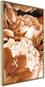 Αφίσα - Peonies in Sepia - 20x30 - Χρυσό - Χωρίς πασπαρτού