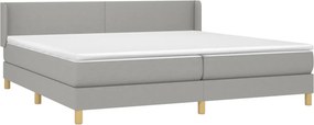 vidaXL Κρεβάτι Boxspring με Στρώμα Ανοιχτό Γκρι 200x200 εκ. Υφασμάτινο