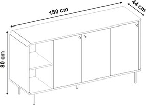 Μπουφές Colia Megapap χρώμα sepet oak 150x44x80εκ.
