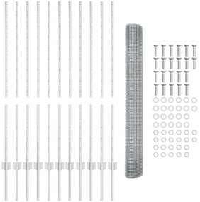 vidaXL Φράχτης με Στήλες. Ασημί 1.2 x 25 m Ατσάλι