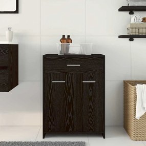 vidaXL Ντουλάπι Μπάνιου Μαύρη Οξυά 60 x 33 x 80 εκ. Μασίφ ξύλο δρυός