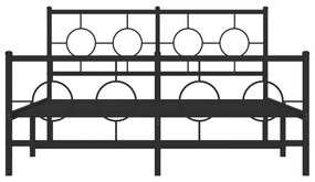 vidaXL Πλαίσιο Κρεβατιού με Κεφαλάρι&Ποδαρικό Μαύρο 140x190εκ. Μέταλλο