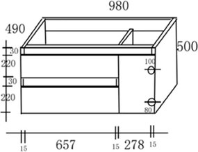 Martin Saron 100 Light Grey Plywood - Βαση Επιπλου με Νιπτήρα
