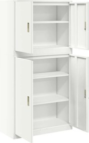 vidaXL Ντουλάπι αποθήκευσης 2 τμχ. Λευκό 90 x 40 x 175 εκ Ατσάλι