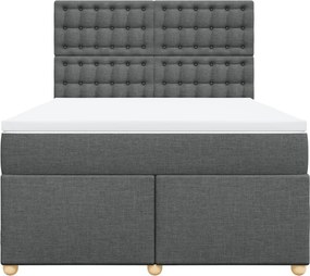 vidaXL Κρεβάτι Boxspring με Στρώμα Σκούρο Γκρι 140x190 εκ. Υφασμάτινο
