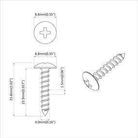 vidaXL Ξυλοβίδες 12 pcs Ασημί M4 x 25 mm Ατσάλι