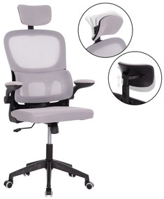 ΚΑΡΕΚΛΑ ΓΡΑΦΕΙΟΥ BASTON HM18236.02 ΓΚΡΙ MESH & ΜΑΥΡΟ PP ΣΚΕΛΕΤΟΣ 64x60x127Υεκ.