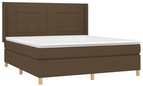 Κρεβάτι Boxspring με Στρώμα Σκούρο Καφέ 180x200 εκ Υφασμάτινο - Καφέ