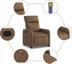 vidaXL Πολυθρόνα Μασάζ Ανακλινόμενη Καφέ Υφασμάτινη