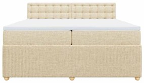 vidaXL Κρεβάτι Boxspring με Στρώμα Κρεμ 200x200 εκ. Υφασμάτινο