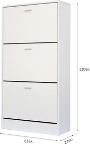 Παπουτσοθήκη Με 3 Ράφια/18 Θέσεων (63x24x120) Spitishop Slimline White