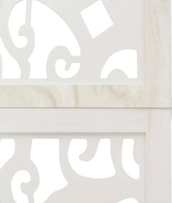 vidaXL Διαχωριστικό Χώρου με 4 Πάνελ Λευκό από Μασίφ Ξύλο Παυλώνιας