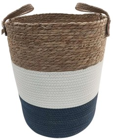 Καλάθι 00.06.61224 Φυσικό 34x44-56cm Ψάθινο White-Blue Ψάθα