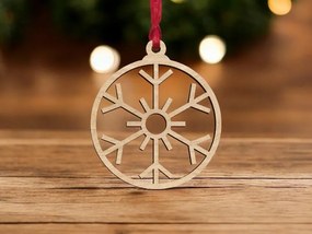 Intra απο ξύλο plywood 3mm-4mm πάχος – Στρογγυλή διακόσμηση χριστουγεννιάτικου δέντρου με νιφάδα χιονιού 35x40 cm INTRAVECTRY-MY553258