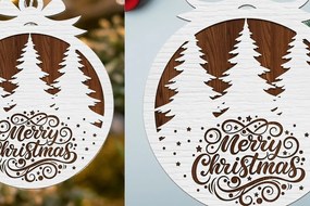 Σετ των 3 Intra απο ξύλο plywood 3mm-4mm πάχος Χριστουγεννιάτικο Στολίδι , Στολίδι C Δίασταση 8x8 cm INTRAFABR-108798930