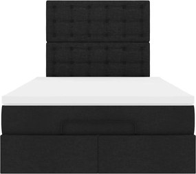 vidaXL Οθωμανικό κρεβάτι με στρώμα Μαύρο 120x190 cm Ύφασμα