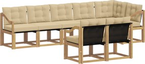vidaXL Σειρά Καναπέ Εξωτερικού με μαξιλάρι 8 pcs Λευκό και Μπεζ