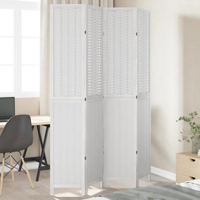 vidaXL Διαχωριστικό Χώρου με 4 Πάνελ Λευκό από Μασίφ Ξύλο Παυλώνιας