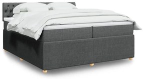 Κρεβάτι Boxspring με Στρώμα Σκούρο Γκρι 200x200 εκ. Υφασμάτινο - Γκρι