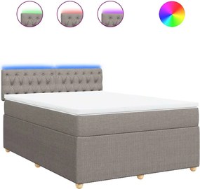 vidaXL Κρεβάτι Boxspring με Στρώμα Taupe 140x190 εκ. Υφασμάτινο
