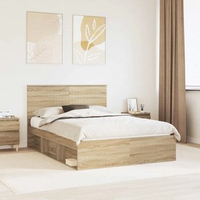 vidaXL Σκελετός Κρεβατιού Sonoma Δρυς 140 x 190 cm