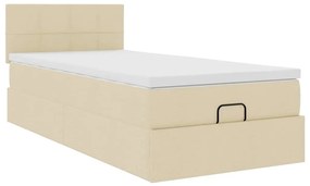 vidaXL Οθωμανικό κρεβάτι με στρώμα Cream 90x200cm ύφασμα