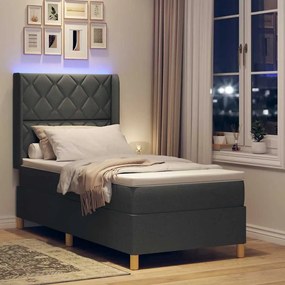 vidaXL Κρεβάτι με ελατήρια με στρώμα Γκρι 90 x 190 cm ύφασμα