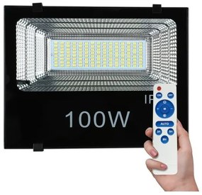 Ηλιακός Προβολέας LED SMD 100W 6000K Αλουμίνιο Μαύρο 6434 Spotlight-6434-Μαύρο 6434