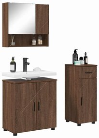 vidaXL Σετ Επίπλων Μπάνιου με συρτάρι 3 pcs Καφέ δρυς 61 x 35 x 64 εκ.