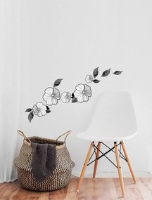 Διακοσμητικά αυτοκόλλητα τοίχου κομψά ασπρόμαυρα λουλούδια - 50x70