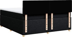 vidaXL Κρεβάτι Boxspring με Στρώμα Μαύρο 200x200 εκ. Υφασμάτινο
