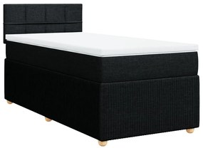 vidaXL Κρεβάτι Boxspring με Στρώμα Μαύρο 80 x 200 εκ. Υφασμάτινο
