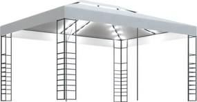 vidaXL Κιόσκι με Φωτάκια LED Λευκό 4 x 3 x 2,7 μ.
