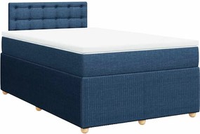 vidaXL Κρεβάτι Boxspring με Στρώμα Μπλε 120x190 εκ. Υφασμάτινο
