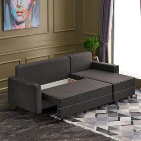 Γωνιακός καναπές - κρεβάτι Ece Megapap δεξιά γωνία υφασμάτινος με αποθηκευτικό χώρο χρώμα ανθρακί 242x150x88εκ. - Ύφασμα - PRGP043-0065,1