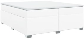 vidaXL Κρεβάτι Boxspring με Στρώμα Λευκό 200x200 εκ. Συνθετικό Δέρμα