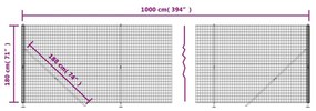 Συρματόπλεγμα Περίφραξης Ανθρακί 1,8 x 10 μ. με Βάσεις Φλάντζα - Ανθρακί