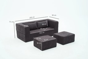 Διθέσιος Καναπές Κρεβάτι Ανθρακί VILORO 90x200x75